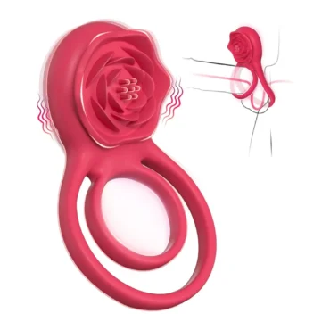 Vibrating Cock Ring with Clit Rose Stimulator for Couples