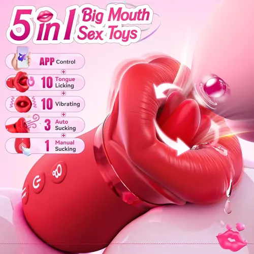 Lovetoy 5IN1 Rose Sucking Vibrator – Tongue Licking & APP Control