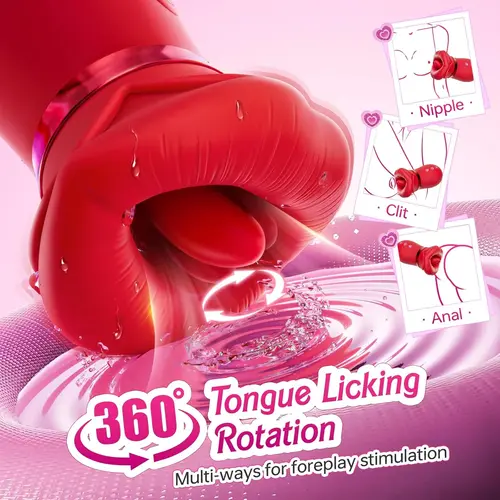 Lovetoy 5IN1 Rose Sucking Vibrator – Tongue Licking & APP Control
